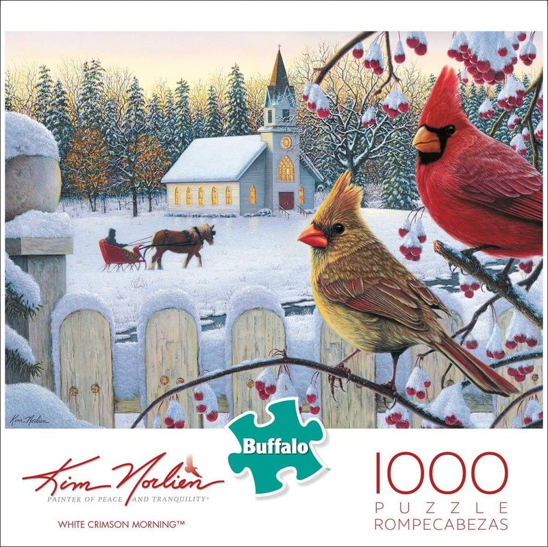 Buffalo Games â€“ Kim Norlien - White Crimson Morning - 1000 Piece Christmas Jigsaw Puzzle - Festive Holiday Puzzle for Adults â€“ Precision-Cut Pieces, Winter Artwork, and Hours of Fun - Image 3